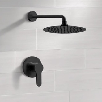 Shower Faucet Matte Black Shower Faucet Set with Rain Shower Head Remer SS42